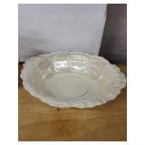 Iridescent Porcelain Pitcher & Matching Bowl Set with Floral Relief