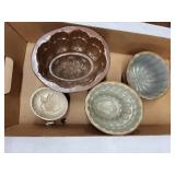 Vintage Stoneware Jelly Molds - Set of 4 Floral & Shell Designs