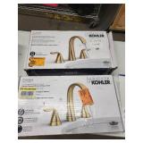 2 pk Kohler Cursiva 8-in Widespread Bathroom Faucet - Vibrant Brushed Moderne Brass Finish