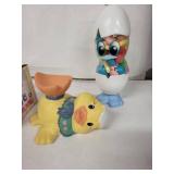 Porcelain Egg Cups (Lot of 4) - Vintage Floral Decor With Duck Figures