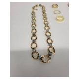 Gold-Tone Chain Necklaces with Enamel Links & Stacking Rings