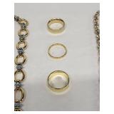 Gold-Tone Chain Necklaces with Enamel Links & Stacking Rings