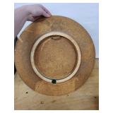 Charles Halling Pottery Wall-Hanging Plate - Speckled Cream with Brown Stripe - 15 in Diameter