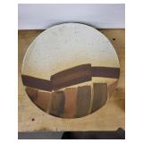 Charles Halling Pottery Wall-Hanging Plate - Speckled Cream with Brown Stripe - 15 in Diameter