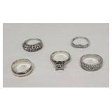 Diamond like fashion rings (Lot of 5)