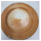Charles Halling Pottery Plate - Speckled Orange-Brown Glaze, 12in Diameter