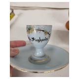 Vintage Egg Cups - Hand-Painted Jerusalem & Florentine Scenes, Wood & Ceramic Set