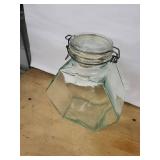 Hermetic Glass Jar with Clamp Lid - Square Vintage Storage Bottle