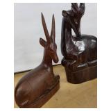 Antelope Wood Carvings - Pair of Hand-Carved Sculptures