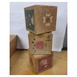 Vintage Wooden Alphabet Blocks A B C with Dog Figurines