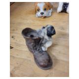 Vintage Wooden Alphabet Blocks A B C with Dog Figurines