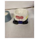 Vintage Ceramic Egg Cups - 3-Piece Set with Whimsical Figures, England