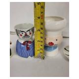 Vintage Ceramic Egg Cups - Assorted Cartoon Faces (Lot of 5)