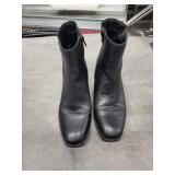 Black Leather Ankle Boots - US 6.5 / EU 37, M width - Side Zippers, Lug Sole