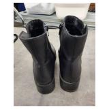 Black Leather Ankle Boots - US 6.5 / EU 37, M width - Side Zippers, Lug Sole