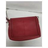 J.Crew Red Leather Crossbody Bag with Gold-Tone Bar - Adjustable Strap