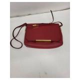 J.Crew Red Leather Crossbody Bag with Gold-Tone Bar - Adjustable Strap