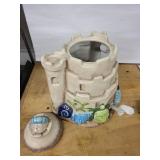 Hand-Painted Ceramic Sandcastle Centerpiece with Sea Turtle & Shells