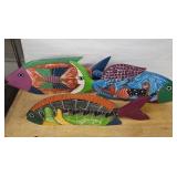 Fish Wall Art Set - Hand-Painted Wooden Decor (Lot of 4)