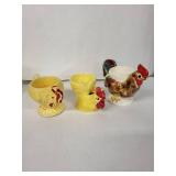 Elaine Vintage Ceramic Egg Cups - Bird Motif Set in Pink & Yellow