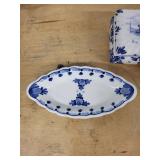 Delft Blue & White Delftware Trinket Box, Oval Plate & 2 Salt & Pepper Shakers