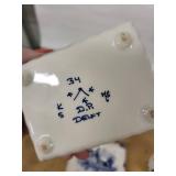 Delft Blue & White Delftware Trinket Box, Oval Plate & 2 Salt & Pepper Shakers