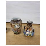 Goldcastle Hand-Painted Japan Ceramic Vases & Glass Bottles (Lot of 4)