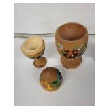 Craft Originals Vintage Wooden Hand Painted Egg Cups (Lot of 5)
