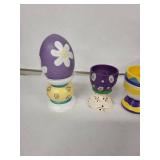 Vintage Egg Cups - Hand-Painted Ceramic 6-Piece Set