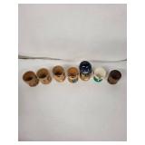 Vintage Hand-Painted Wooden Egg Cups with Character Faces