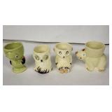 Animal Egg Cups - Vintage Ceramic Set of 4 - England (Lot of 4)