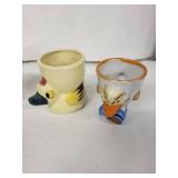 Vintage Ceramic Egg Cups - Animal-Shaped Set (Lot of 4)