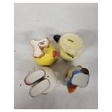 Vintage Ceramic Egg Cups - Animal-Shaped Set (Lot of 4)