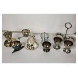 Vintage Silver Egg Cups Set with Stands - Assorted Lattice, Leaf & Ribbed Designs
