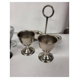 Vintage Silver Egg Cups Set with Stands - Assorted Lattice, Leaf & Ribbed Designs