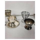 Vintage Silver Egg Cups Set with Stands - Assorted Lattice, Leaf & Ribbed Designs