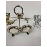 Vintage Silver Egg Cups Set with Stands - Assorted Lattice, Leaf & Ribbed Designs
