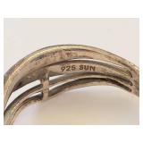 Sterling Silver 925 SUN Crossover Multi Band Ring Clear Accent Stones Size 8