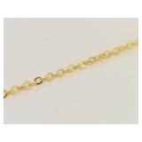 Sterling Silver 925 Gold Tone Paperclip Chain Bracelet w/ Clear Stone Accent Adjustable