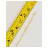 Sterling Silver 925 Gold Tone Paperclip Chain Bracelet w/ Clear Stone Accent Adjustable