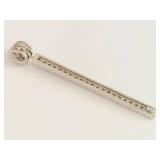 Sterling Silver 925 Long Bar Pendant with Clear Stones and Round Cluster Top Drop Charm