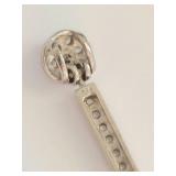 Sterling Silver 925 Long Bar Pendant with Clear Stones and Round Cluster Top Drop Charm