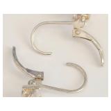 Sterling Silver 925 Cushion Cut Clear Stone Leverback Drop Earrings