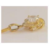 Sterling Silver 925 Gold Plated Clear Stone Knot Pendant Necklace