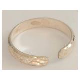 Sterling Silver Adjustable Leaf Pattern Band Ring Size 5 Open Wrap