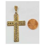 Gilt 800 Silver Filigree Marcasite Cross Pendant Large Ornate Vintage