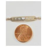 Italian Sterling Silver I Heart U Cutout Bar ID Bracelet 925 Chain