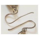 Sterling Silver Envelope Heart Dangle Earrings Artisan Signed EF Two Tone