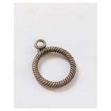 Sterling Silver Twisted Rope Circle Charm Pendant Ring With Top Loop