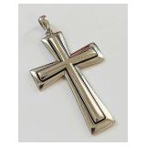 "RL" Sterling Silver 925 Cross Pendant Polished Tapered Christian Religious Charm